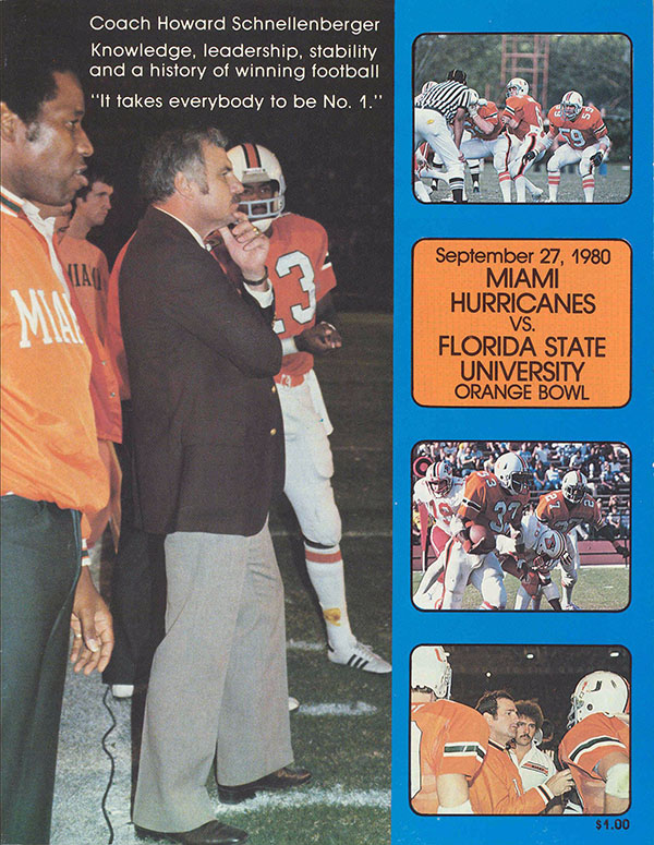 College Football Program: Miami Hurricanes vs. Florida State Seminoles (September 27, 1980)