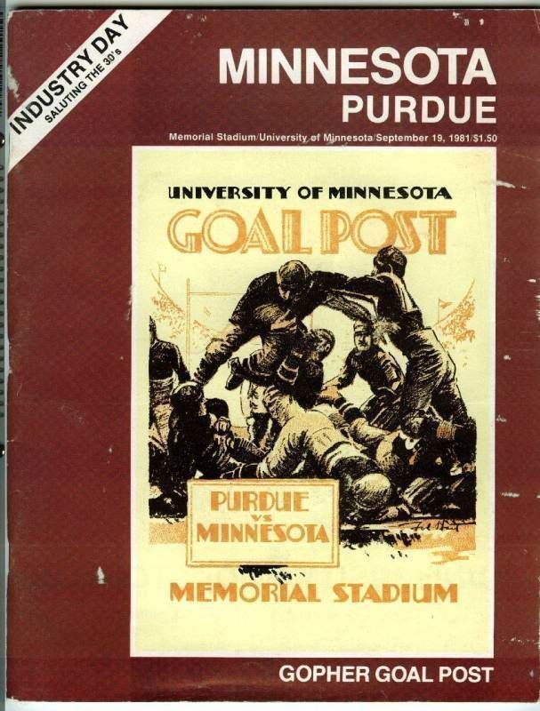 College Football Program: Minnesota Golden Gophers vs. Purdue Boilermakers (September 19, 1981)