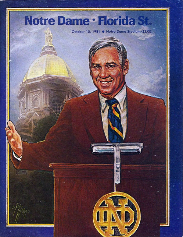 College Football Program: Notre Dame Fighting Irish vs. Florida State Seminoles (October 10, 1981)