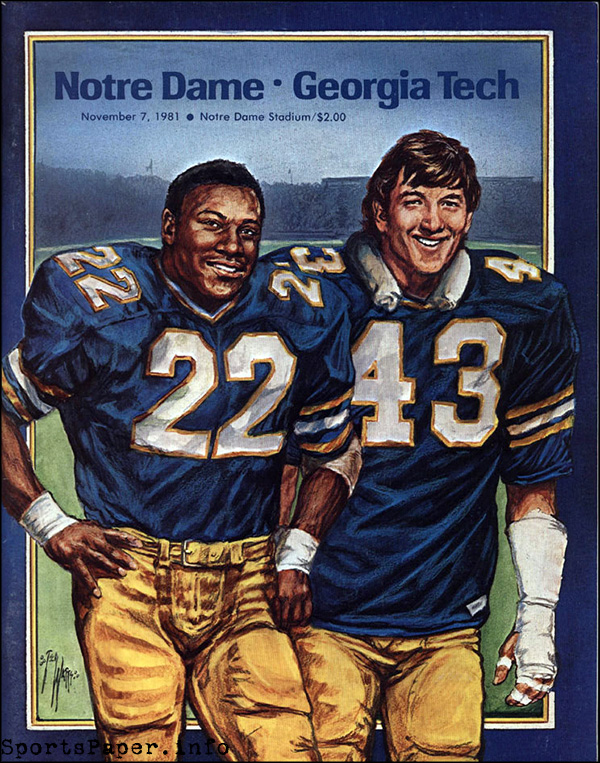 College Football Program: Notre Dame Fighting Irish vs. Georgia Tech Yellow Jackets (November 7, 1981)