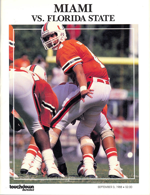 College Football Program: Miami Hurricanes vs. Florida State Seminoles (September 3, 1988)