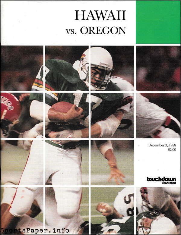 College Football Program: Hawaii Rainbow Warriors vs. Oregon Ducks (December 3, 1988)