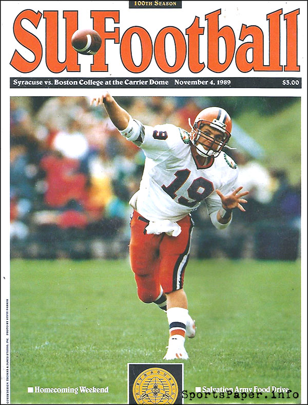 College Football Program: Syracuse Orangemen vs. Boston College Eagles (November 4, 1989)