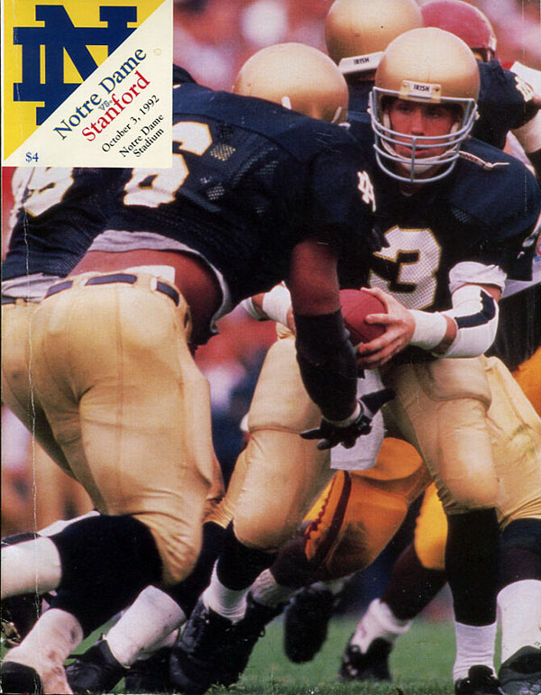 College Football Program: Notre Dame Fighting Irish vs. Stanford Cardinal (October 3, 1992)