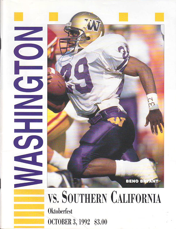College Football Program: Washington Huskies vs. USC Trojans (October 3, 1992)