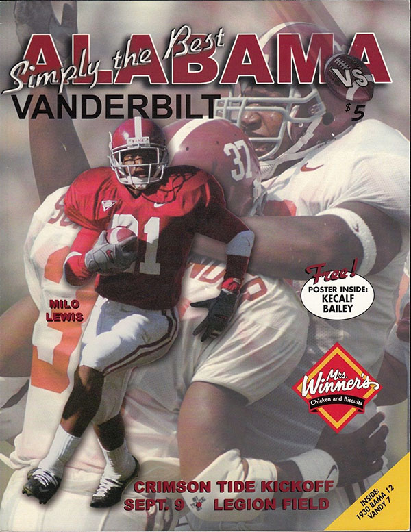 College Football Program: Alabama Crimson Tide vs. Vanderbilt Commodores (September 9, 2000)