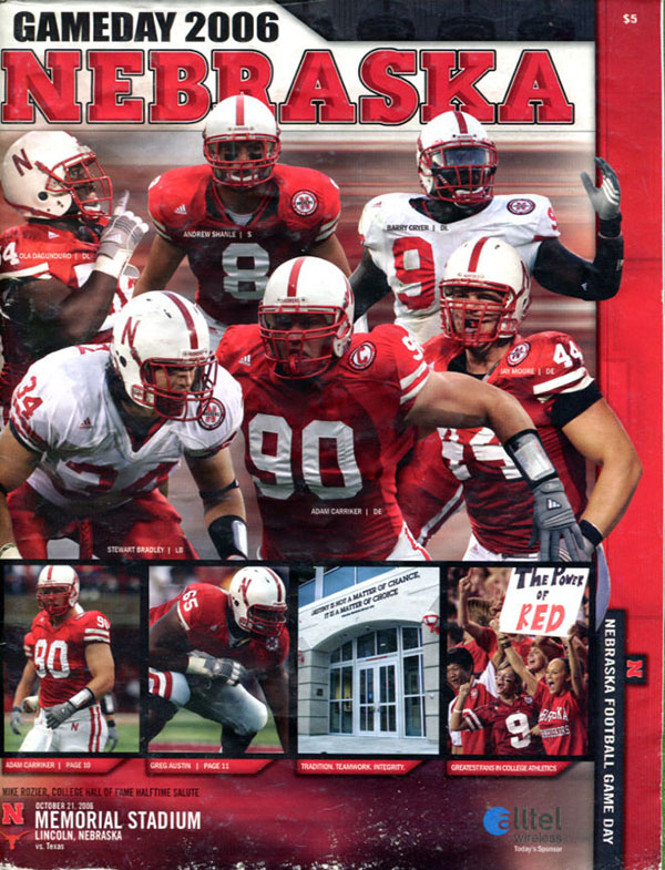 College Football Program: Nebraska Cornhuskers vs. Texas Longhorns (October 21, 2006)