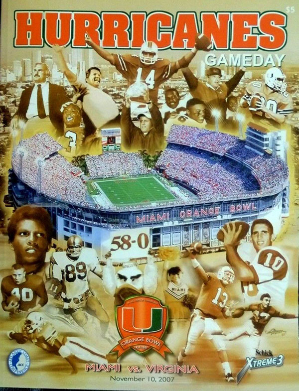 College Football Program: Miami Hurricanes vs. Virginia Cavaliers (November 10, 2007)