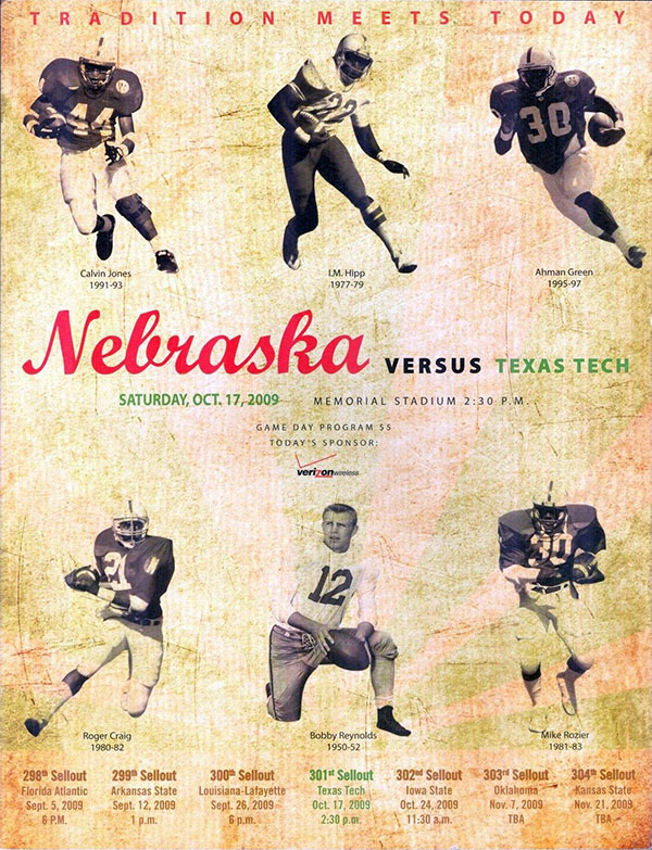 College Football Program: Nebraska Cornhuskers vs. Texas Tech Red Raiders (October 17, 2009)