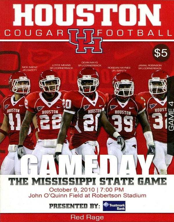 College Football Program: Houston Cougars vs. Mississippi State Bulldogs (October 9, 2010)