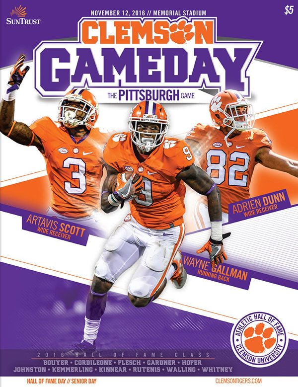 College Football Program: Clemson Tigers vs. Pittsburgh Panthers (November 12, 2016)