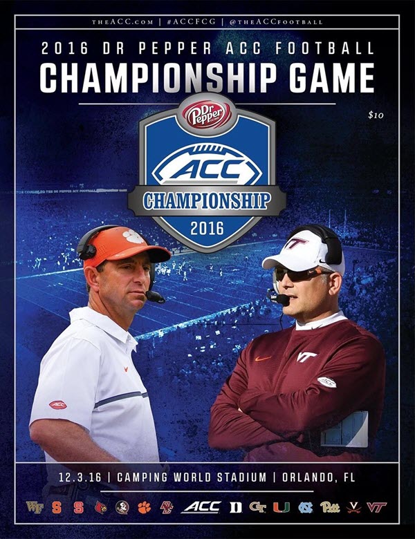 College Football Program: Clemson Tigers vs. Virginia Tech Hokies (December 3, 2016)