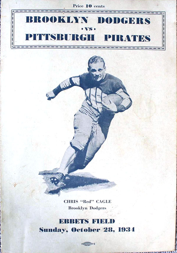 NFL Program: Brooklyn Dodgers vs. Pittsburgh Pirates (October 28, 1934)