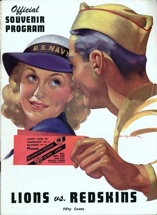 NFL Program Washington Redskins vs. Detroit Lions (September 30, 1945