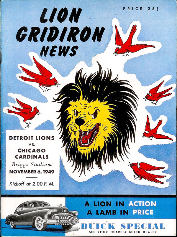 NFL Program: Detroit Lions vs. Chicago Cardinals (November 6, 1949)