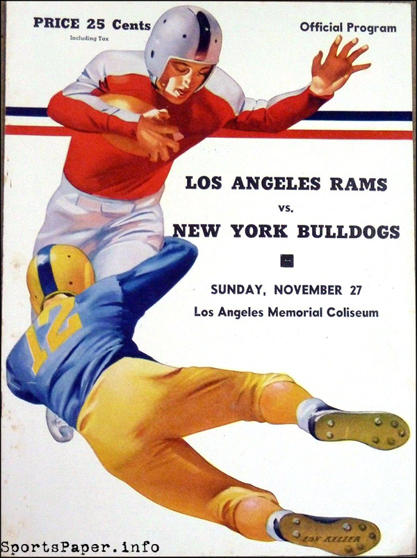 NFL Program: Los Angeles Rams vs. New York Bulldogs (November 27, 1949)