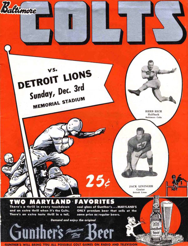 NFL Program: Baltimore Colts vs. Detroit Lions (December 3, 1950)