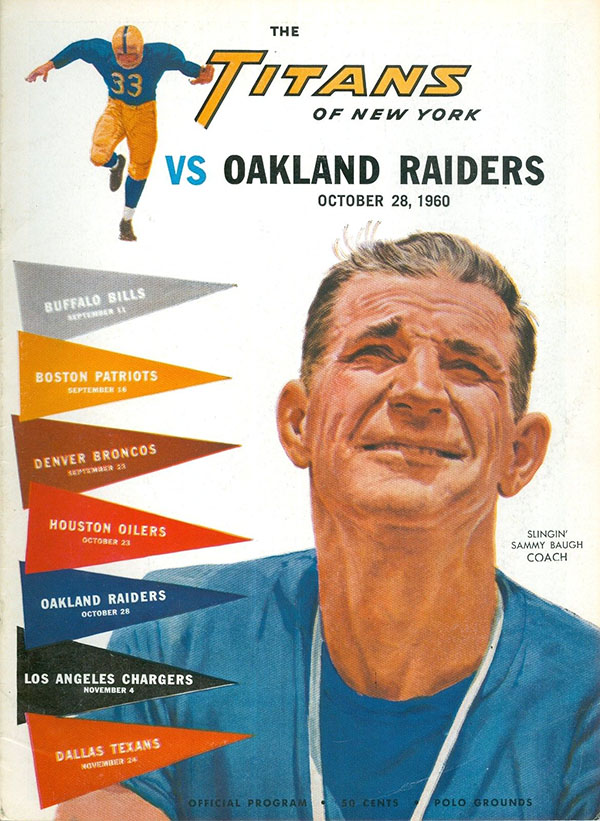 AFL Program: New York Titans vs. Oakland Raiders (October 28, 1960)