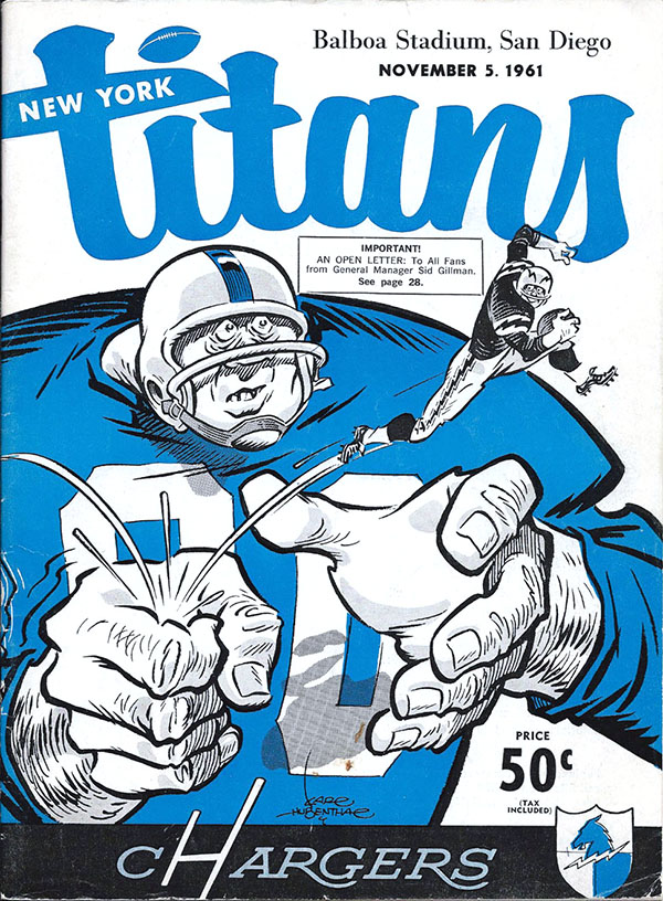 NFL Program: San Diego Chargers vs. New York Titans (November 5, 1961)