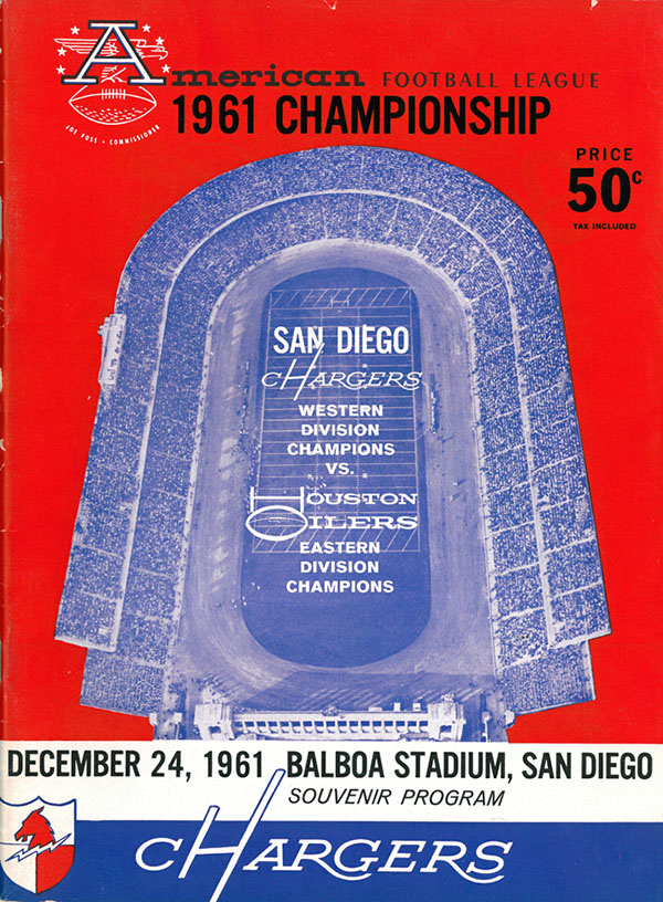 AFL Program: San Diego Chargers vs. Houston Oilers (December 24, 1961)