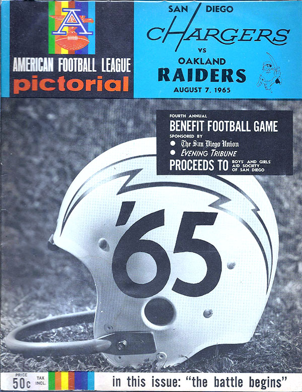 AFL Program: San Diego Chargers vs. Oakland Raiders (August 7, 1965)