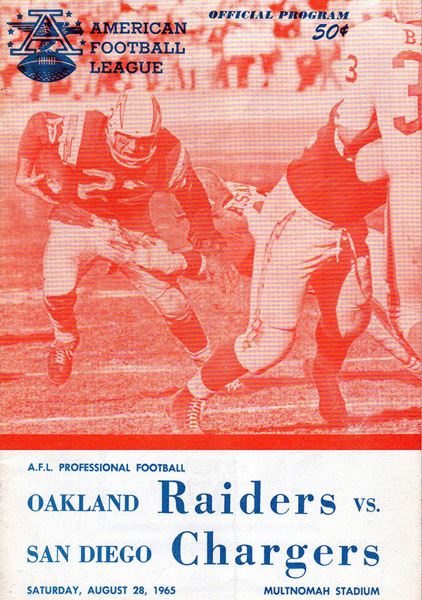 AFL Program: Oakland Raiders vs. San Diego Chargers (August 28, 1965)