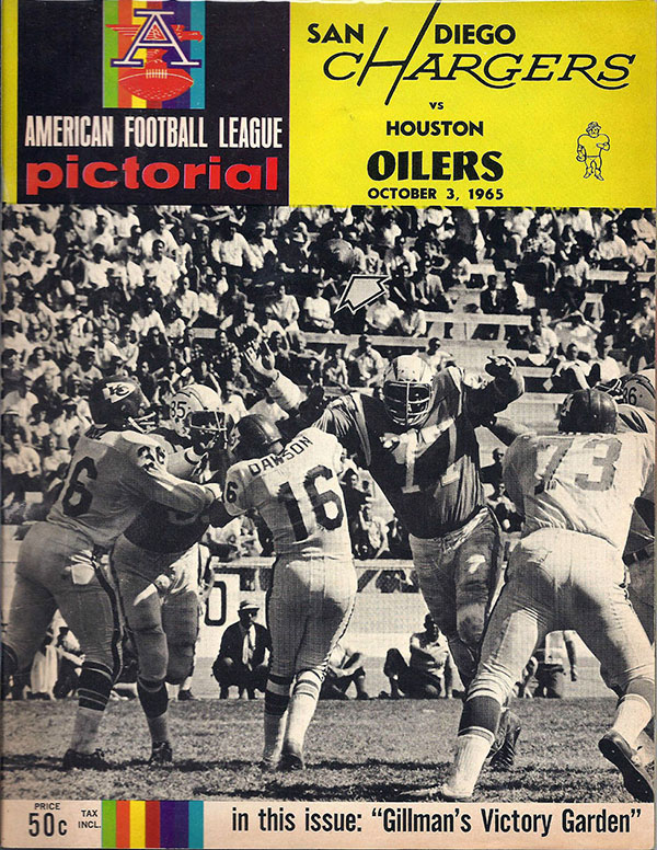 NFL Program: San Diego Chargers vs. Houston Oilers (October 3, 1965)