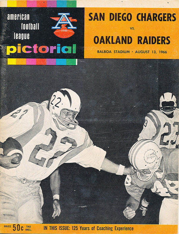 AFL Program: San Diego Chargers vs. Oakland Raiders (August 13, 1966)