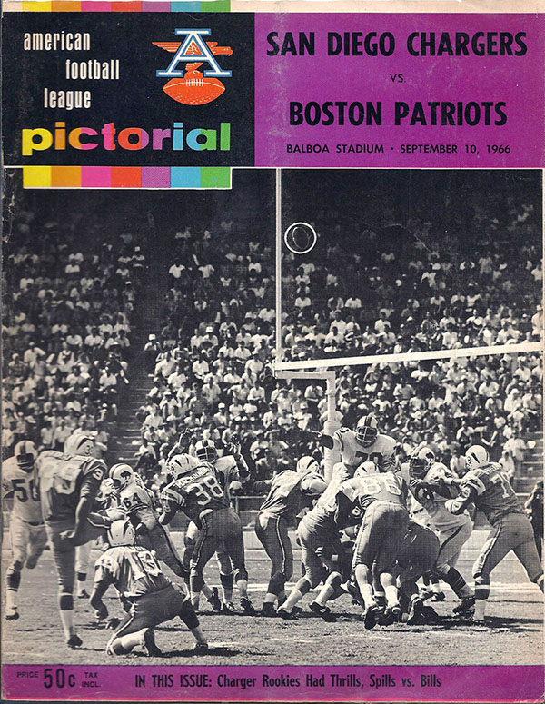 AFL Program: San Diego Chargers vs. Boston Patriots (September 10, 1966)