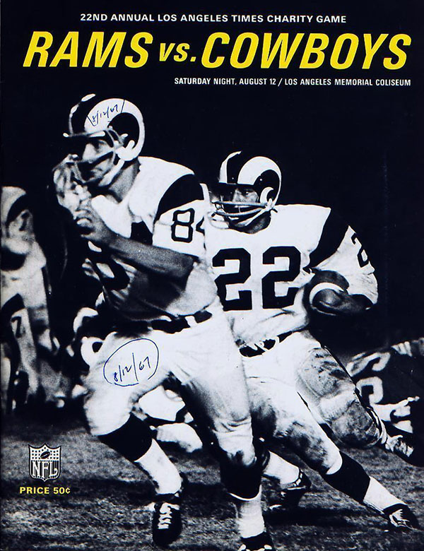 NFL Program Los Angeles Rams vs. Dallas Cowboys (August 12, 1967