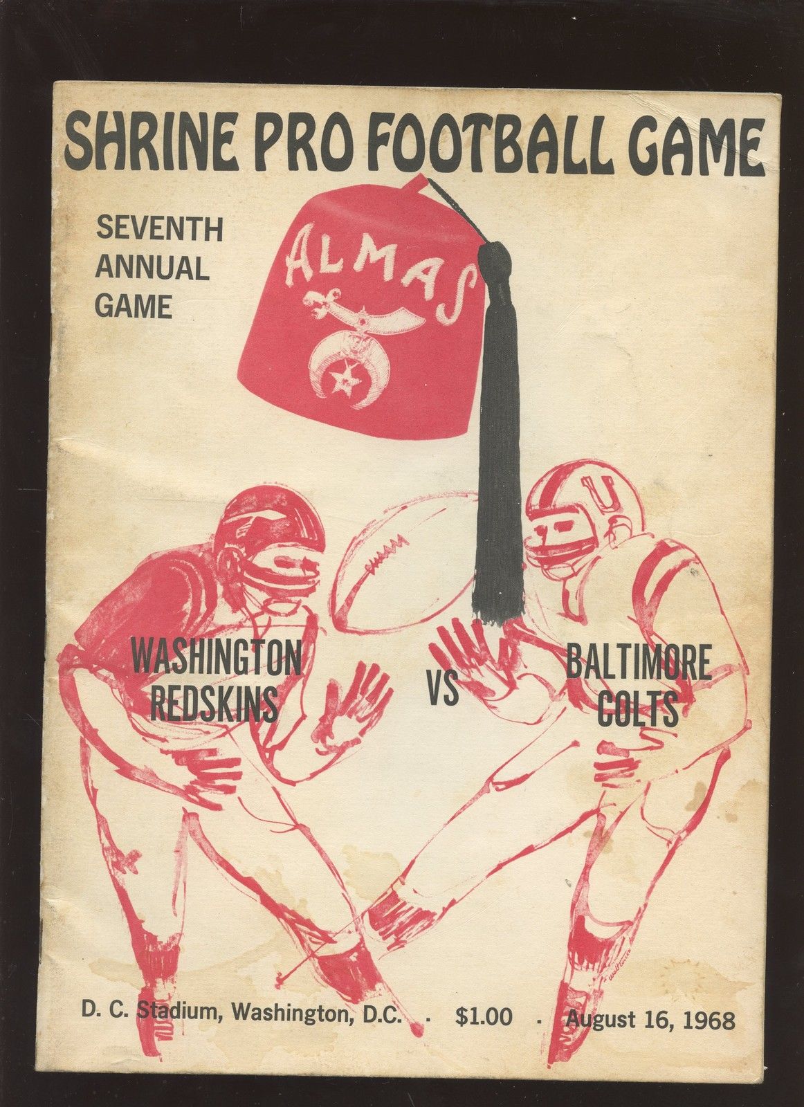 NFL Program: Washington Redskins vs. Baltimore Colts (August 16, 1968)