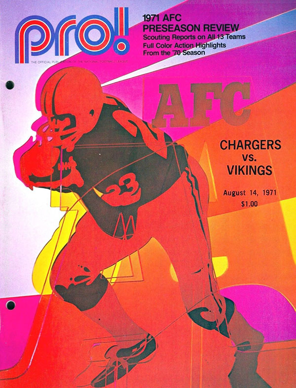 NFL Program: San Diego Chargers vs. Minnesota Vikings (August 14, 1971)