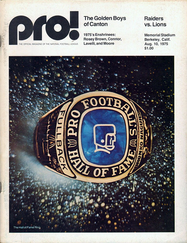 NFL Program: Oakland Raiders vs. Detroit Lions (August 10, 1975)