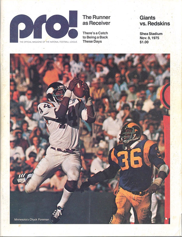 NFL Program: New York Giants vs. Washington Redskins (November 9, 1975)
