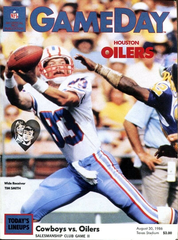 NFL Program: Dallas Cowboys vs. Houston Oilers (August 30, 1986)