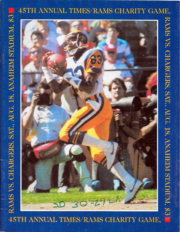 NFL Program: Los Angeles Rams vs. San Diego Chargers (August 18, 1990)