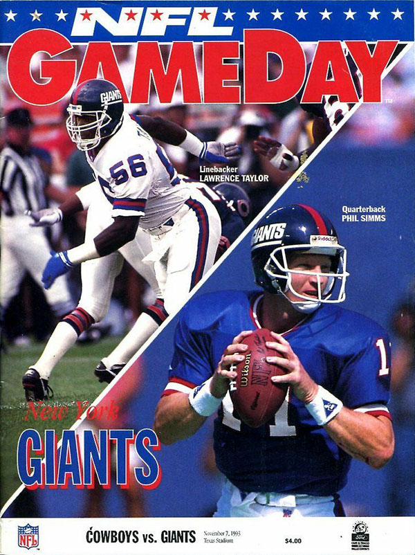NFL Program: Dallas Cowboys vs. New York Giants (November 7, 1993)