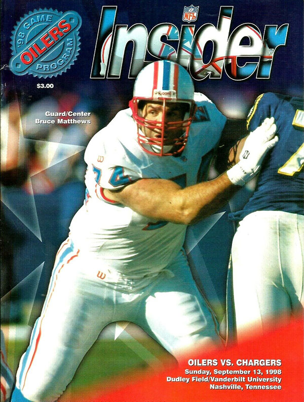NFL Program: Tennessee Oilers vs. San Diego Chargers (September 13, 1998)