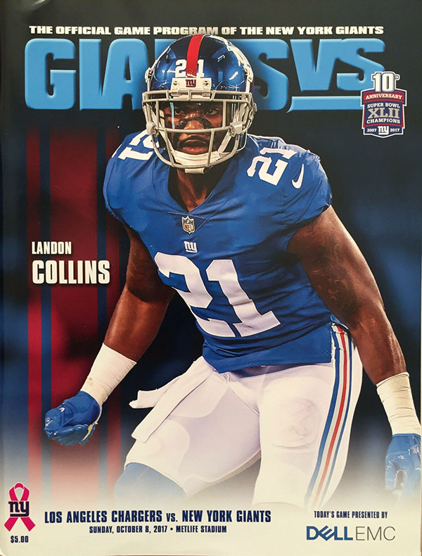 NFL Program: New York Giants vs. Los Angeles Chargers (October 8, 2017)