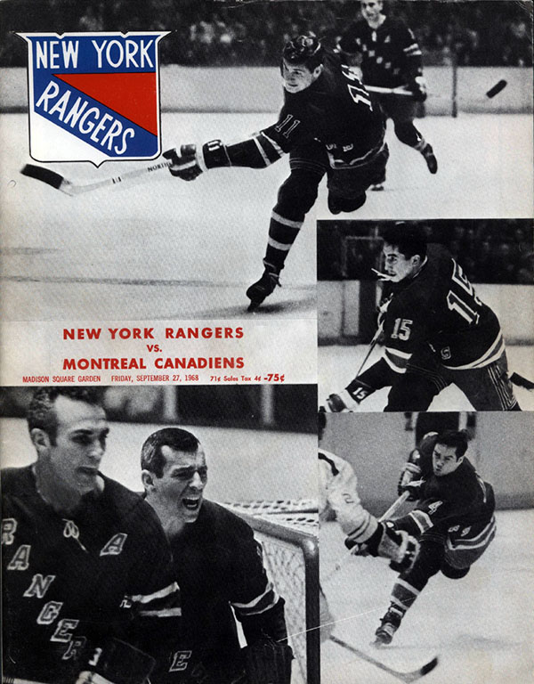 NHL Program: New York Rangers (1968-69)