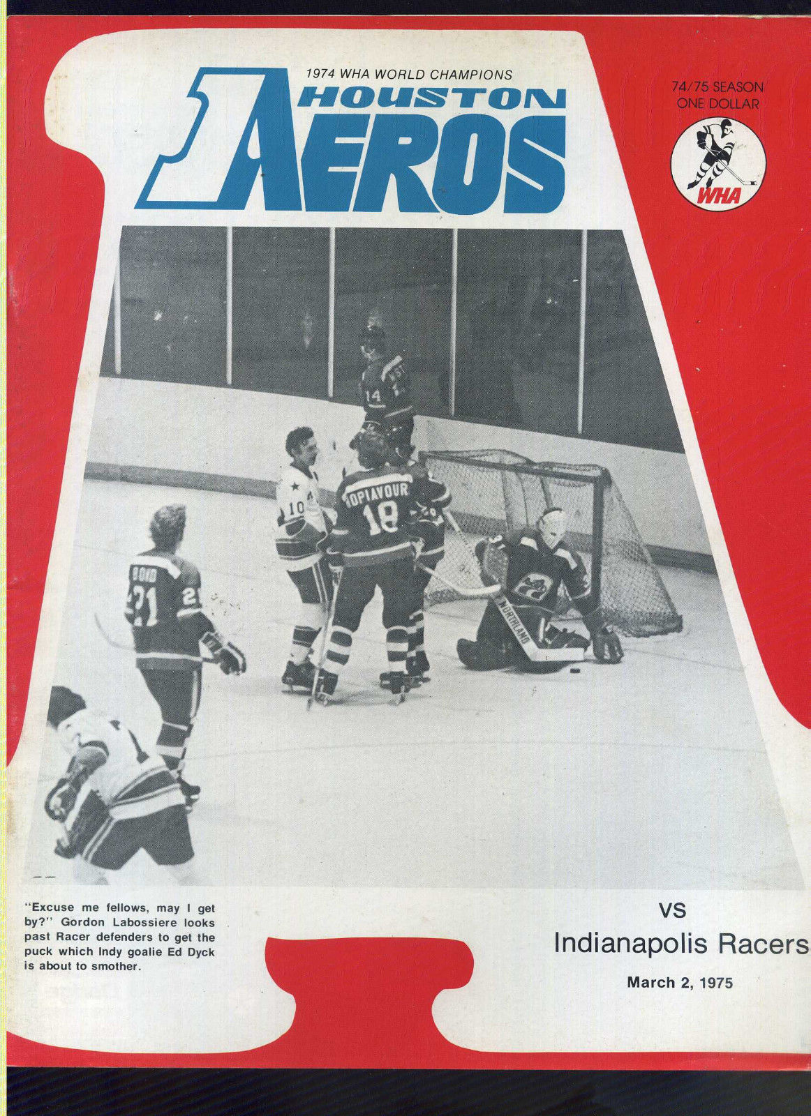WHA Program Houston Aeros (197475) SportsPaper.info