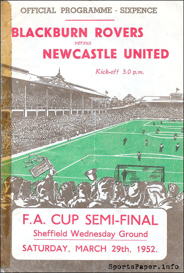 English Football Program: Newcastle United vs. Blackburn Rovers (March 29, 1952)