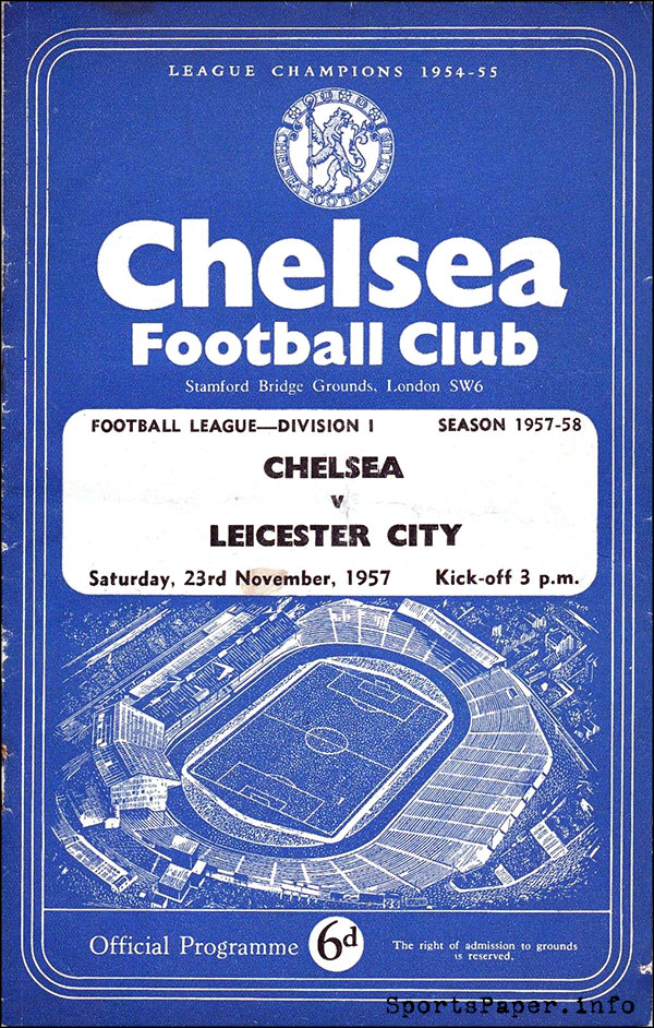 English Football Program: Chelsea vs. Leicester City (November 23, 1957)