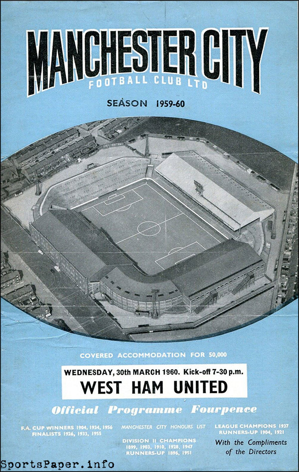 English Football Program: Manchester City vs. West Ham United (March 30, 1960)