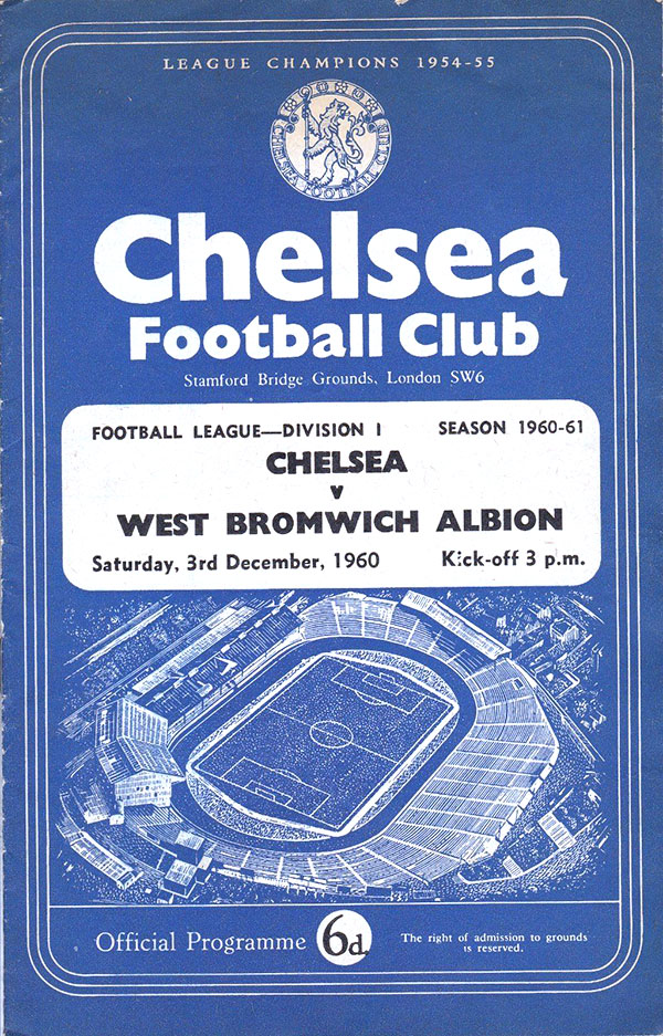 English Football Program: Chelsea vs. West Bromwich Albion (December 3, 1960)