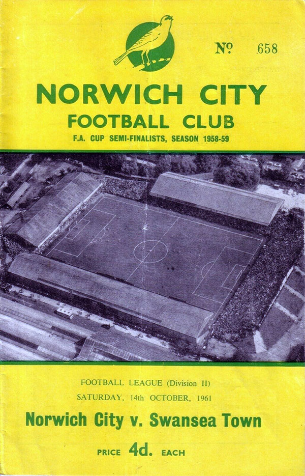 English Football Program: Norwich City vs. Swansea Town (October 14, 1961)