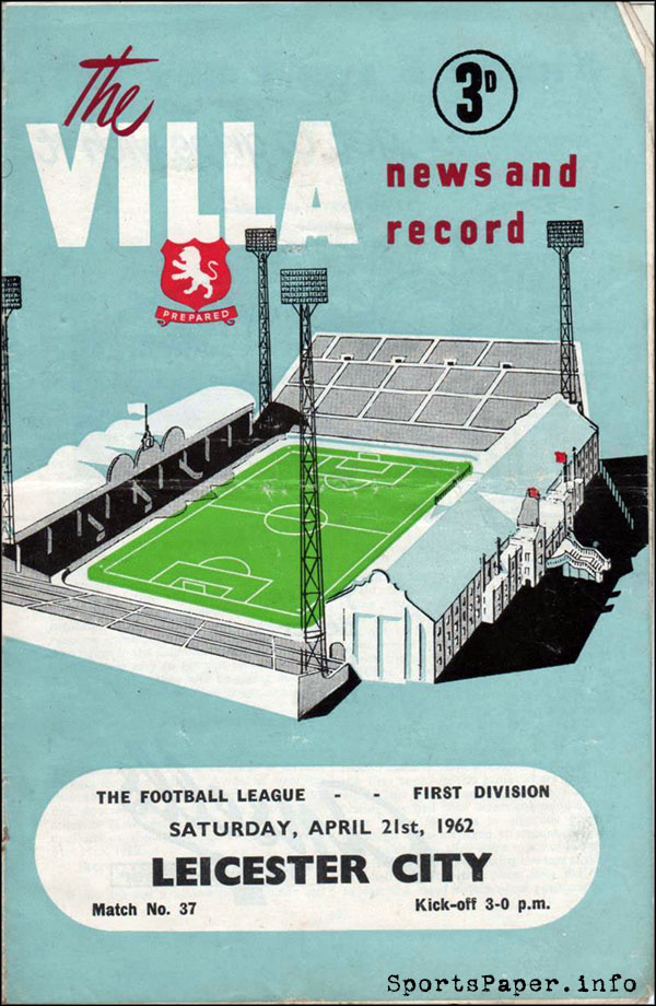 English Football Program: Aston Villa vs. Leicester City (April 21, 1962)