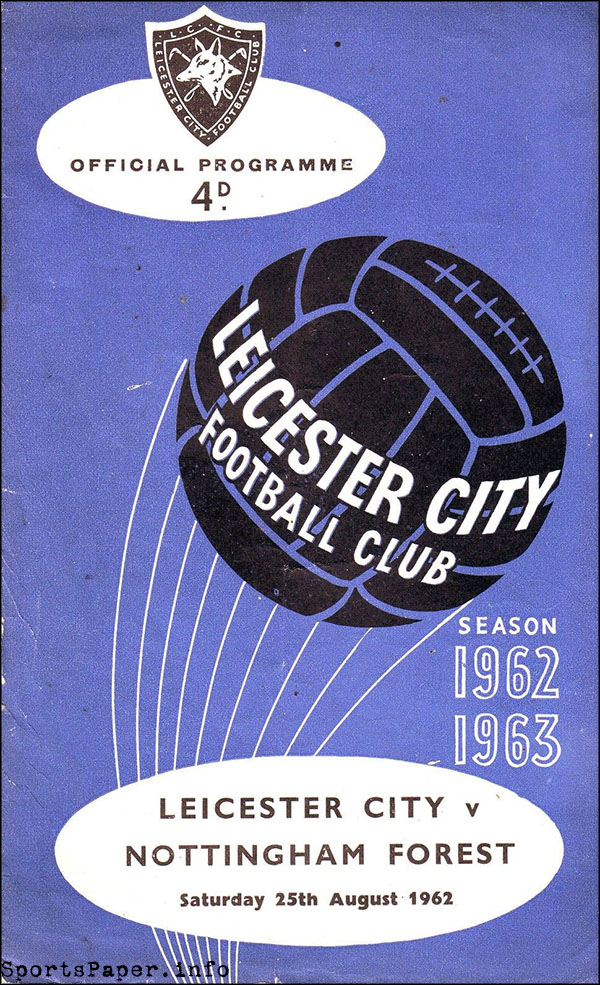 English Football Program: Leicester City vs. Nottingham Forest (August 25, 1962)