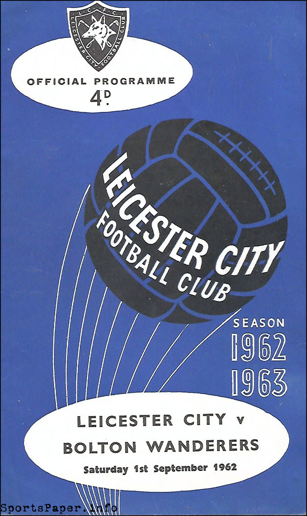 English Football Program: Leicester City vs. Bolton Wanderers (September 1, 1962)