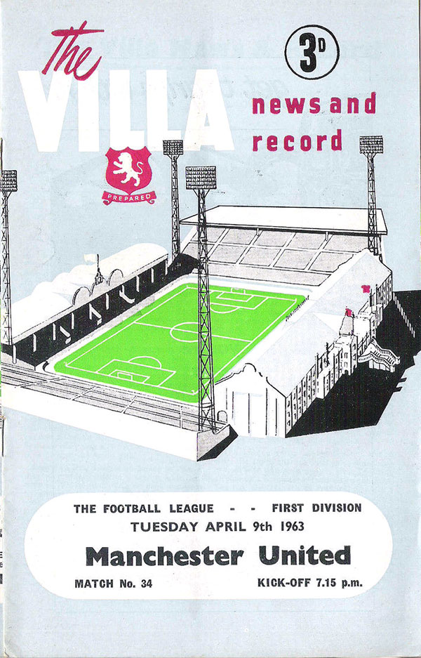 English Football Program: Aston Villa vs. Manchester United (April 9, 1963)